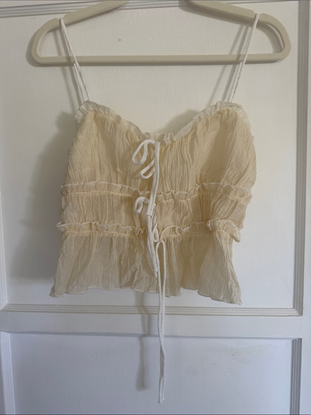 12th Tribe Cream - Never worn Ruffle Tie-Front Camisole
